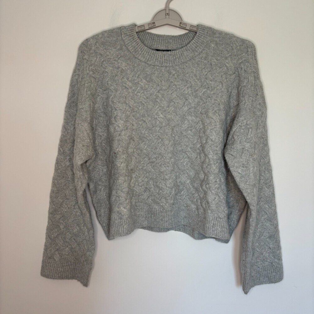 Wild Fable NEW Cropped Cable Knit Sweater Womens 1X Gray Stretch Soft
